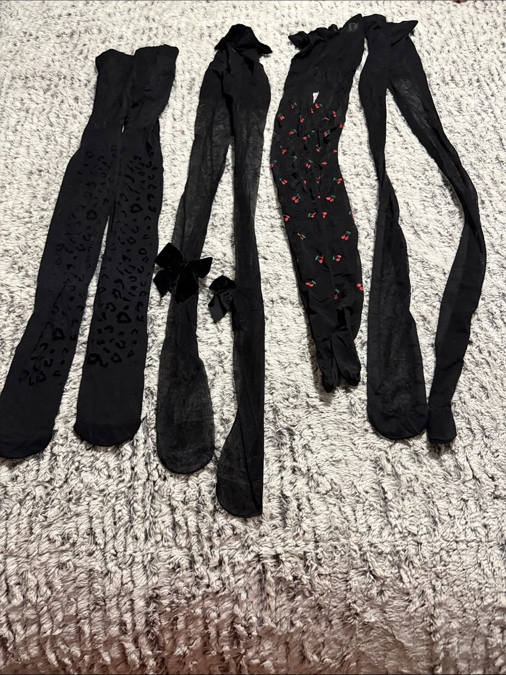 Pack of Women's Black Patterned & Embellished Tights